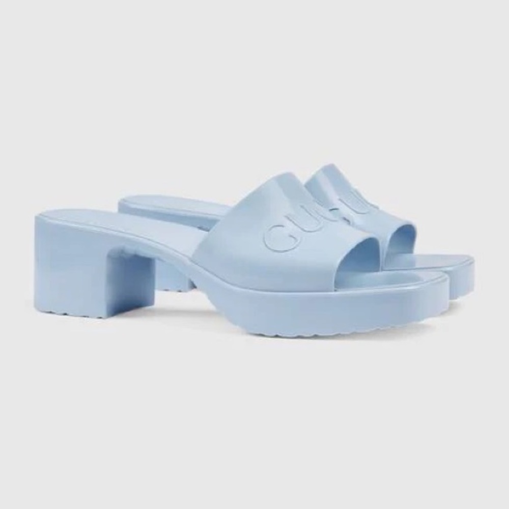 GUCCI Baby Light Blue Jelly Rubber Slide Heel Sandals Sz. 8